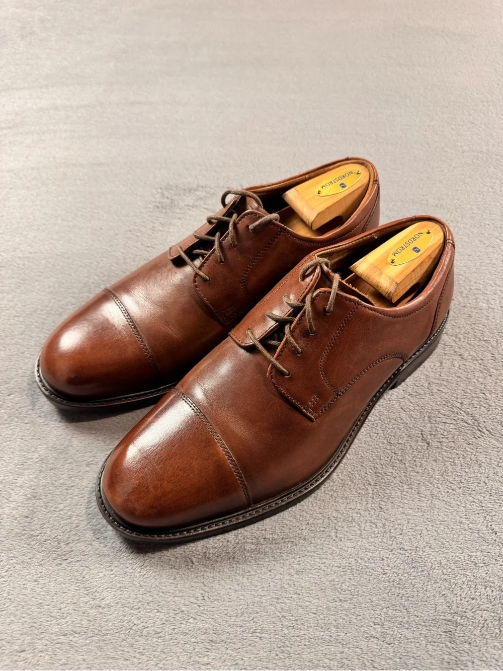 Johnston & Murphy Brown Leather Cap-Toe Derbys